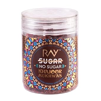 RAY No Sugar Khajoor Mukhwas Mouth Fresheners, After Meal Snack, Digestive, Mouth Freshener made with Dates, Fennel seeds & Natural Stevia Sweetener, Vegan| Gluten-free - (120 gm)