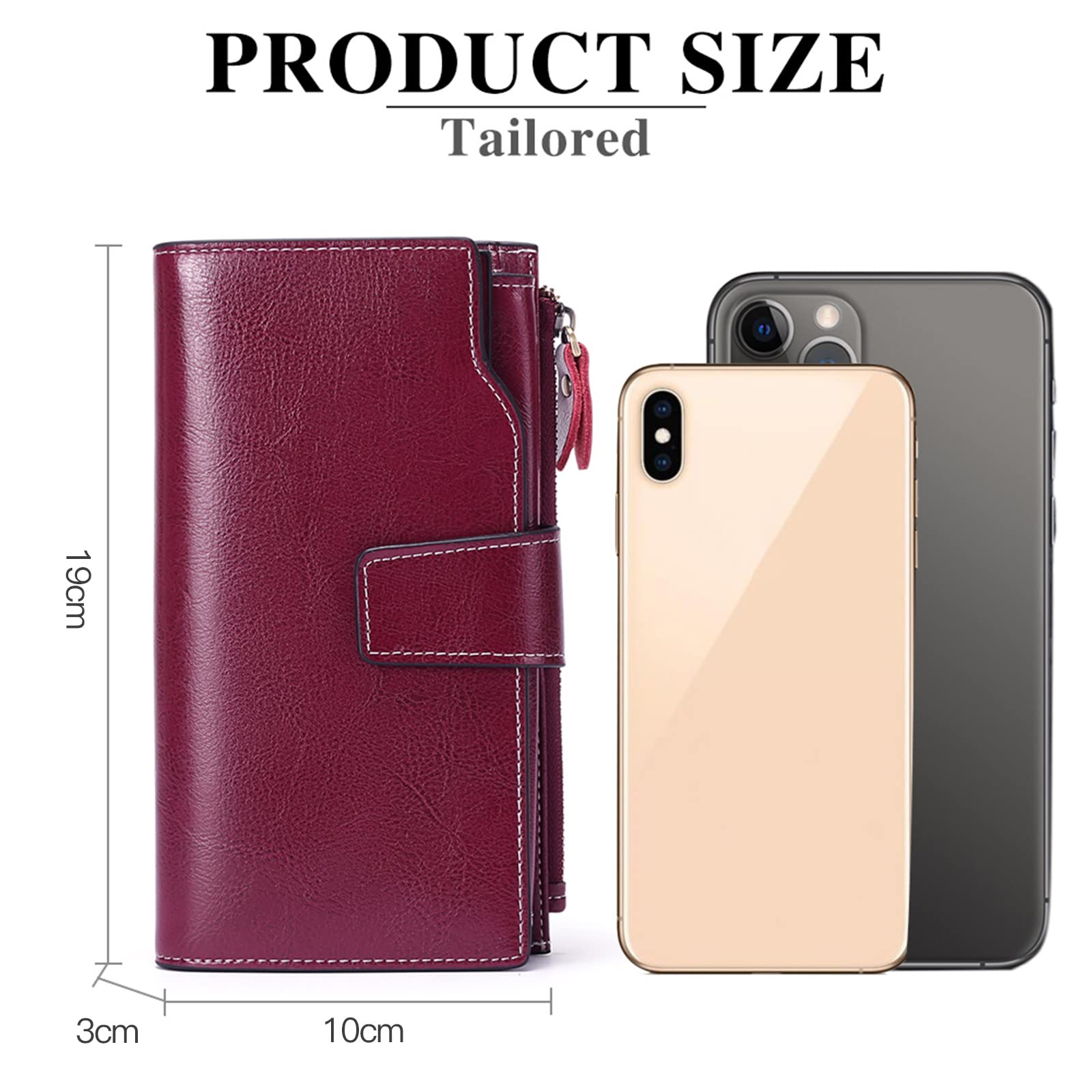 SENDEFN Portefeuille Femme Cuir Grande Capacite Porte Monnaie Femmes RFID Blocage,Porte-chéquiers Femmes Grande Capacité Fermeture Eclair Longue Portefeuille