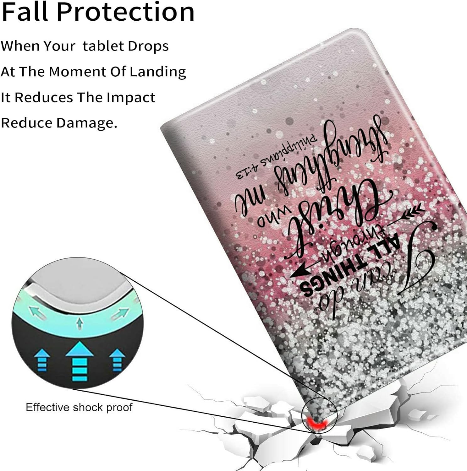 Case for Kindle Fire HD 8 & 8 Plus Tablet (12th Generation 2022), Slim PU Leather Cover with Auto Sleep Wake Feature Folio Case for Amazon Kindle Fire HD 8 2022 Tablet,Pink Glitter Bible