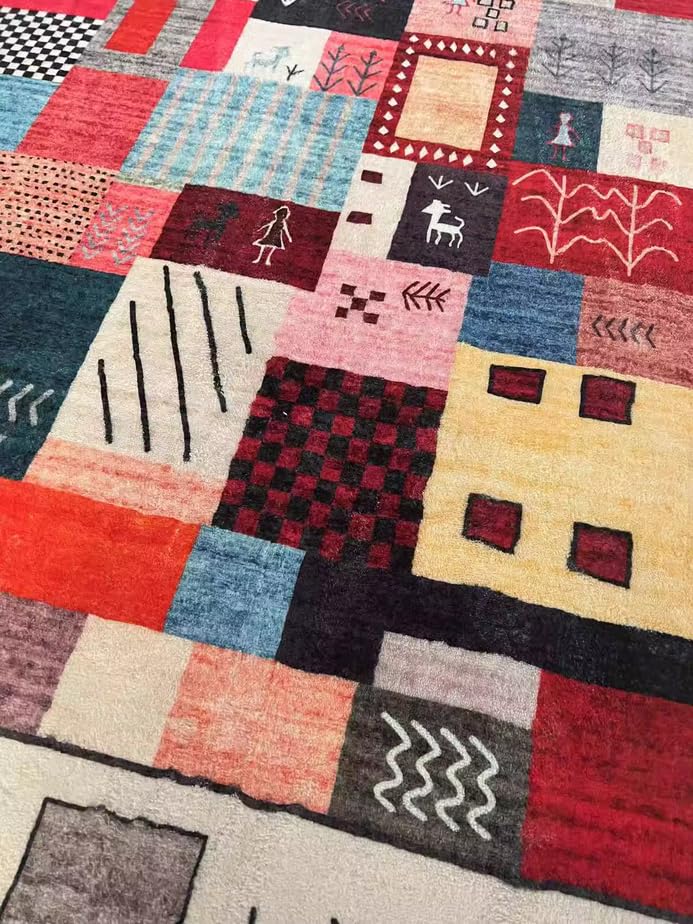 Tapis de salon marocain 140x200cm multicolore et rustique - 4