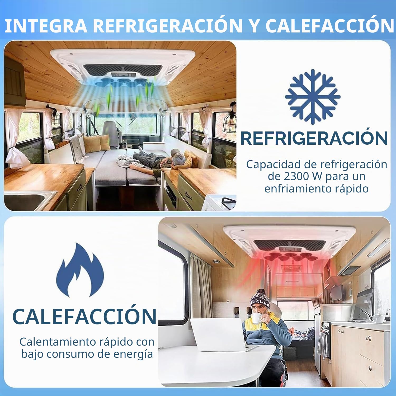 Autocaravana Aire Acondicionado 12V-220V, Aire Acondicionado Caravana con Refrigeración Y Calefacción, para Caravana, Camionetas, Autocaravanas, Camiones, Incluye Mando a Distancia(12v)