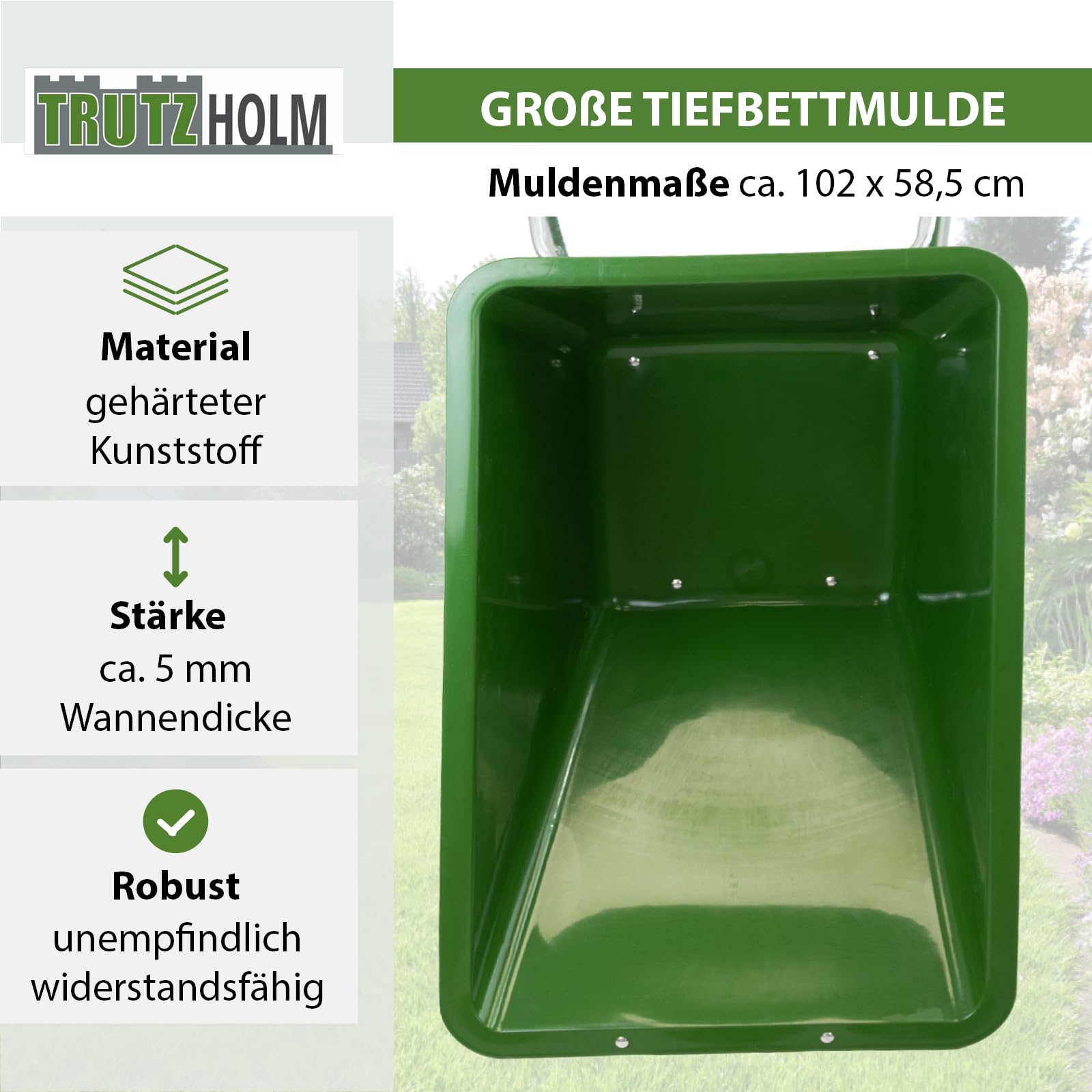 1-Rad Schubkarre XL 220 L 300 kg Luftrad Hofkarre Futterkarre grün Metallfelge Siebkarre groß für Stall Pferde Hof Garten Laub Heu Gras, Gartenkarre Großmuldenkarre Landwirtschaftskarre