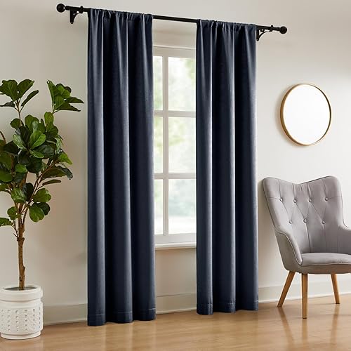 Miniatura 15 de WRENSONGE Cortinas Opacas para Dormitorio, Cortinas Opacas Azul Marino de 63 Pulgadas de Largo para Ventanas de Sala de Estar y Cocina, Cortinas