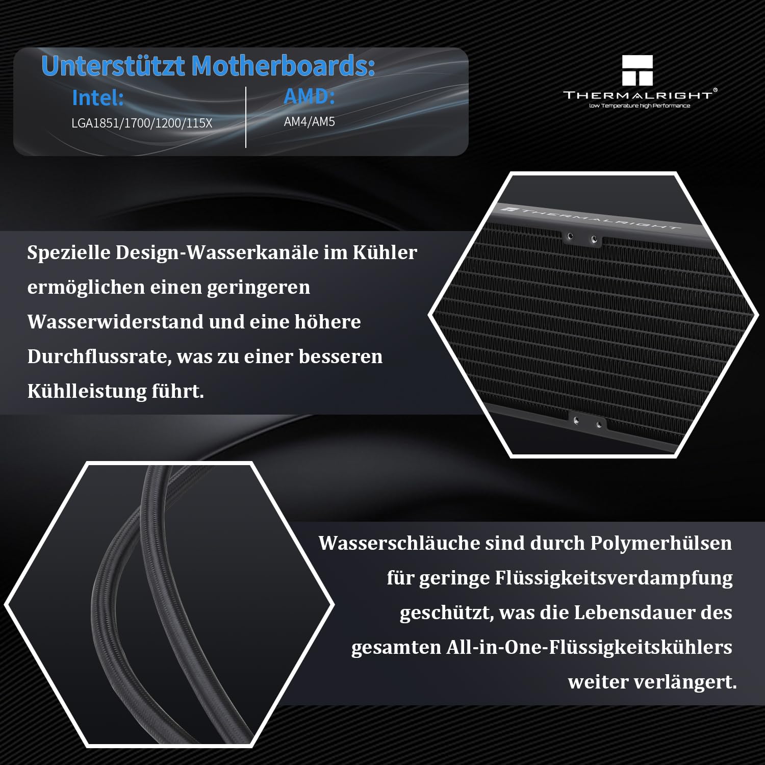 Thermalright Frozen Prism 360 Black Flüssig-CPU-Wasserkühler mit 120mm PWM-Lüfter,360 Black Cold Row Spezifikation, integrierter Wasserkühlkörper für AM4/AM5,Intel LGA1700/1851/1150/1151/1200 | CPU Flüssigkeitskühler mit 120mm PWM Lüfter für AM4/AM5,Intel