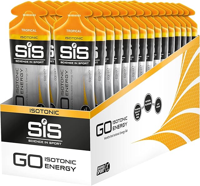 Science in Sport | SiS Go Isotonic Energy Gel | 0.6g Sugar & 22g Carbohydrates per Gel | Vegan | Digestible & Practical | Consumed Without Water | Informed Sport Tested | Tropical, 30 x 60ml Gels