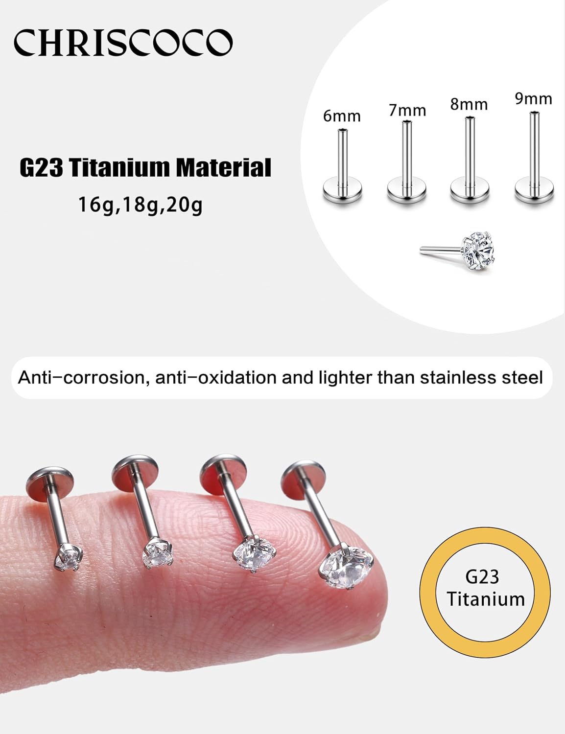 Adramata G23 Titanium Helix Piercing Sieraden Kraakbeen Oorbellen Intern Geschroefd Met Plat Achterkant - Hypoallergene Labret Conch Oorbellen in Zilver Goud voor Tragus