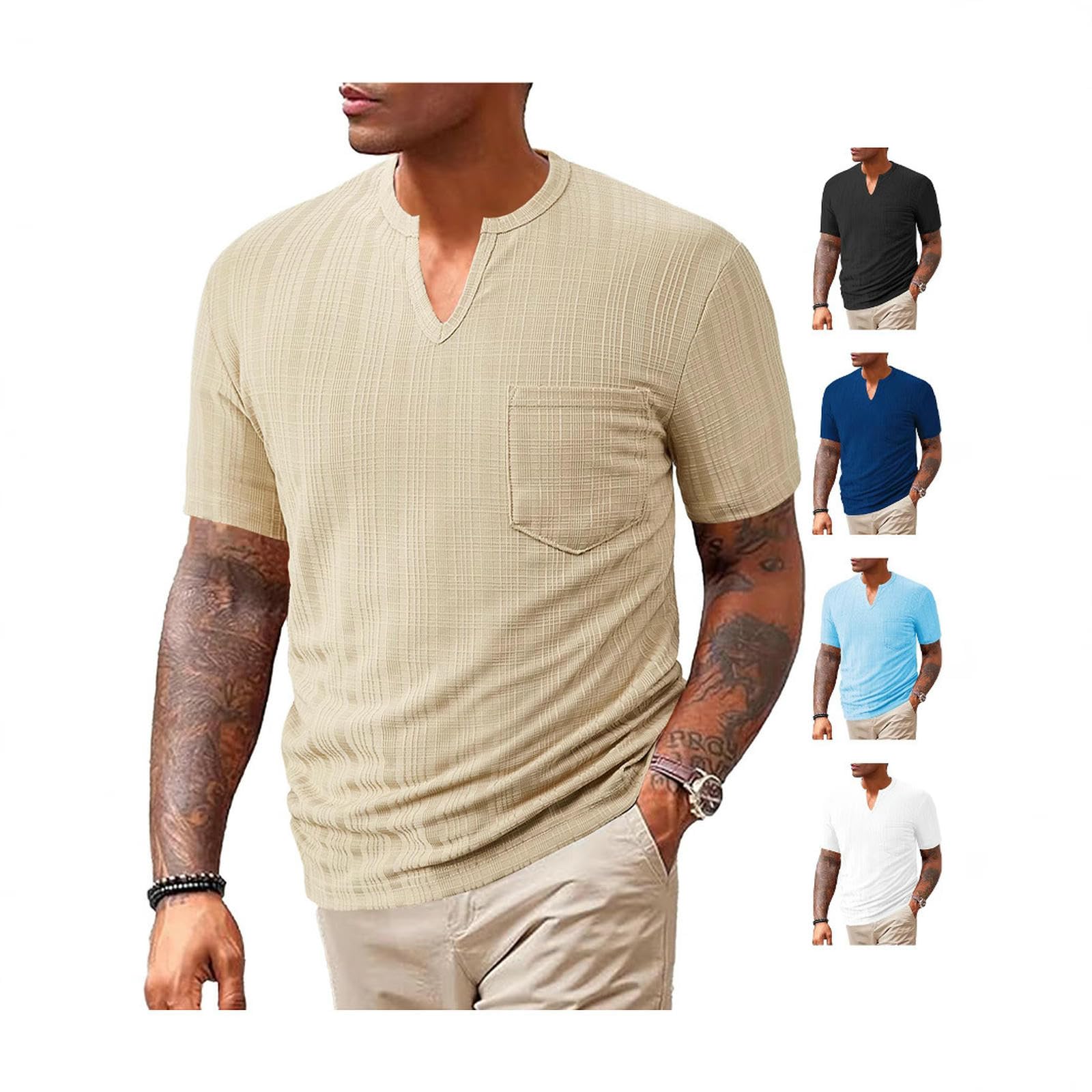 Męskie T-Shirty Letnie sportowe T-Shirts - Breathable Loose Fit V-Neck Short-Sleeve Running Top For Casual & Leisure Wear