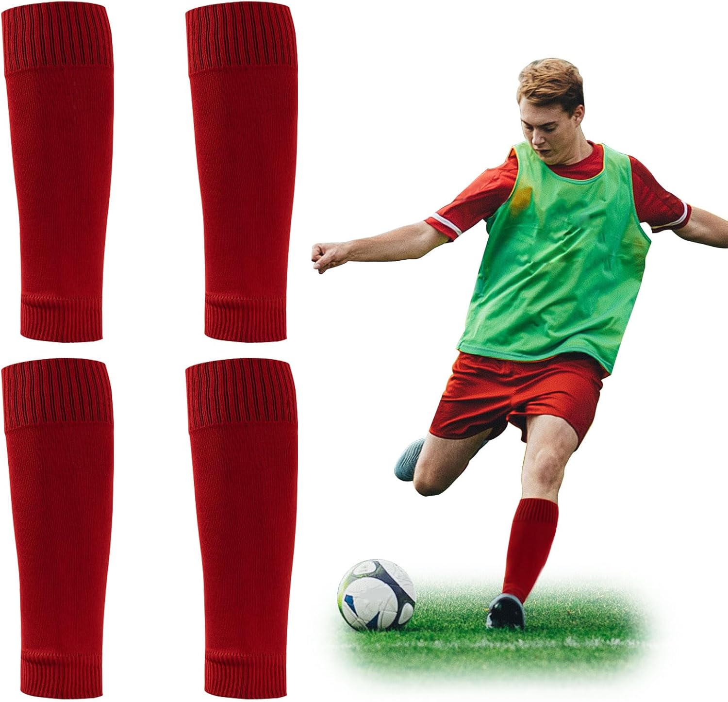 2 Pairs Football Sock Sleeves Soccer Shin Guards Sleeves Soccer Sock