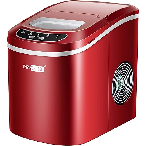 VIVOHOME Electric Portable Compact Countertop Automatic Ice Cube Maker Machine 26lbs/day Red
