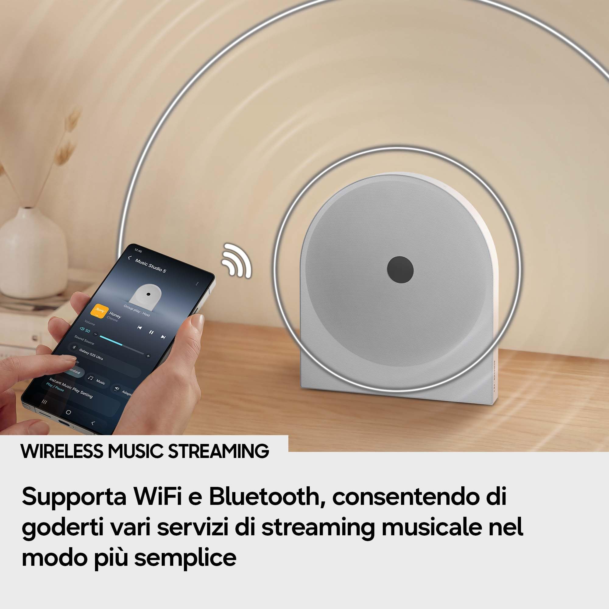 Samsung HW-LS51H/XC Speaker Music Studio 5, WiFi-Bluetooth Smart Wireless Speaker, Con Dolby Atmos, Wireless Music Streaming, Powerful Sound, Bouroullec Dot Design, Built-in Voice Assistant, 2026
