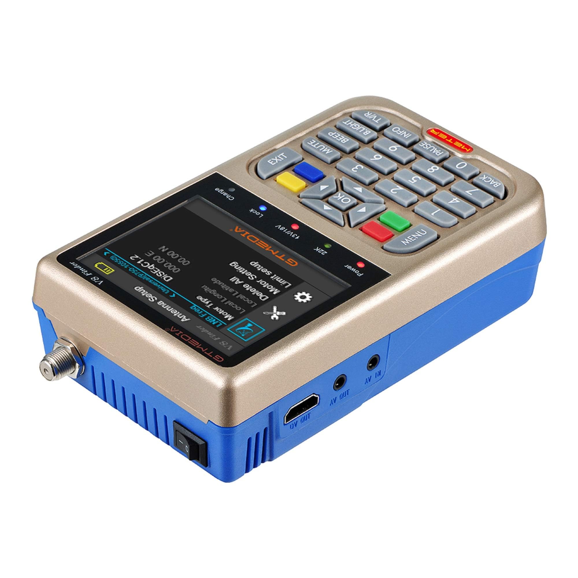GT MEDIA V8 Sat Finder Meter Rilevatore di Segnale Satellitare Sat Detector DVB-S/S2/S2X Con Display LCD Da 3,5" HD 1080P Posizionamento ottimale per parabola Satellite