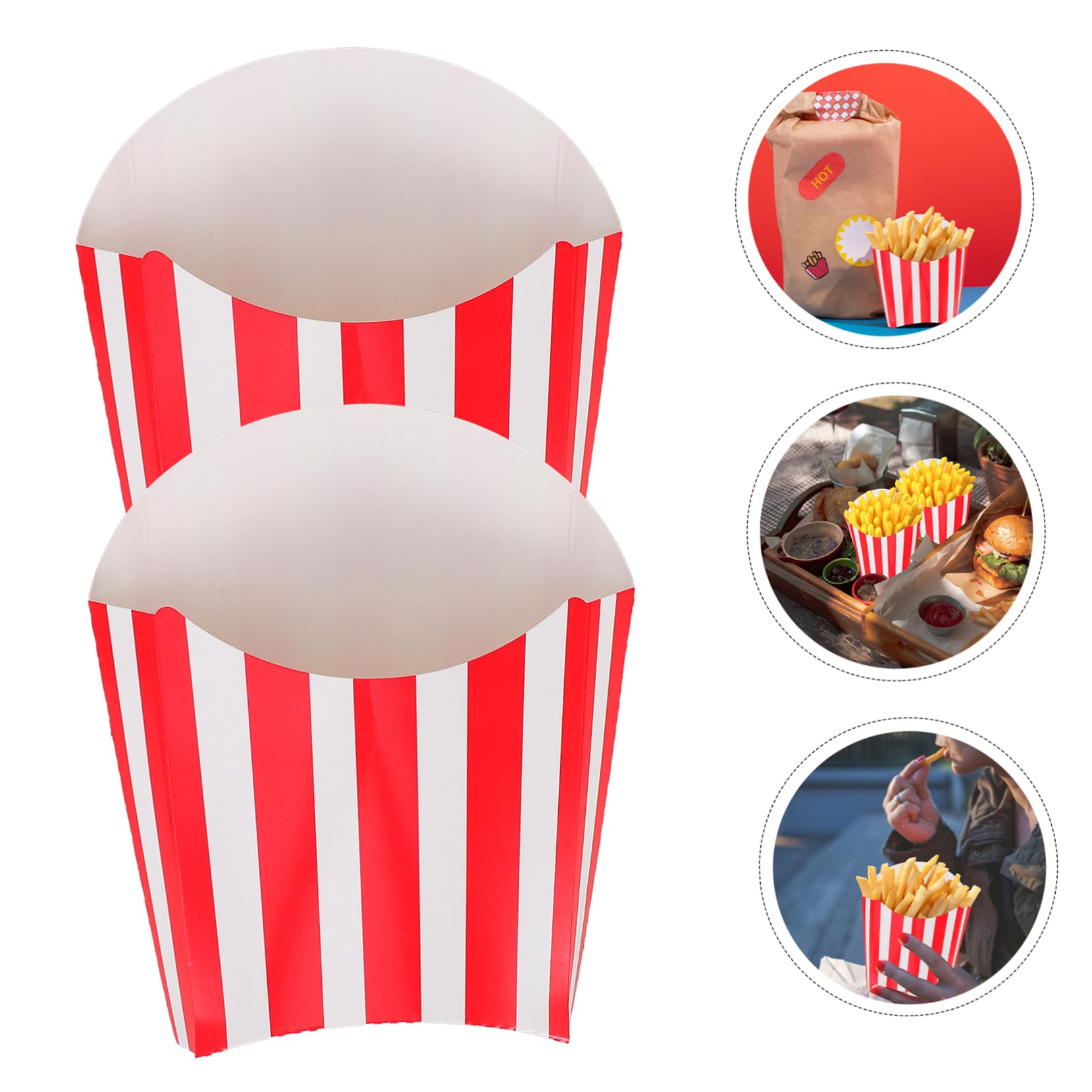 ABOOFAN 200pezzi Scatole Popcorn e Snack Per Feste Contenitori Per Fritte e Dolci Per Compleanni Matrimonio e Serate Cinema Design Strisce Rosse
