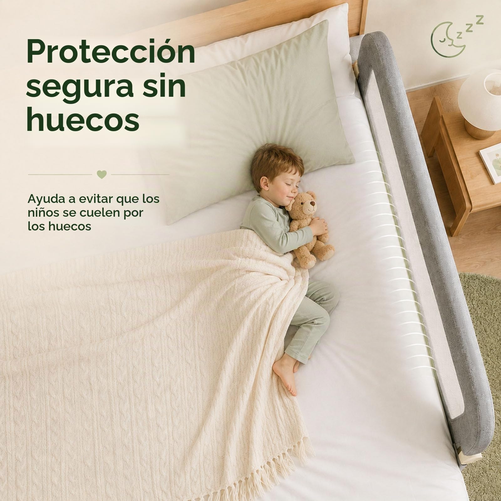EPROICKS Barrera de cama plegable con sistema de apertura total, 150 cm, con marco de acero reforzado, apto para somieres de cama de altura regulable de todo tipo (gris)