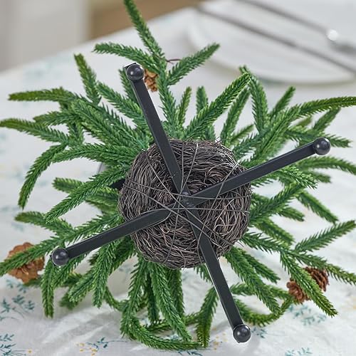 Miniatura 9 de Juego de 3 portavelas de Navidad, portavelas de hierro negro con piñas de pino Norfolk, soporte de metal decorativo de 7.1 pulgadas para centro de