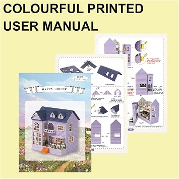 CUTEROOM Diy Dolls House Kit,Miniature Dolls House Kit with Furniture and LED Lights,Handmade Crafts Diy Miniature Room Kit for Teens Adult Gift (Happy House)