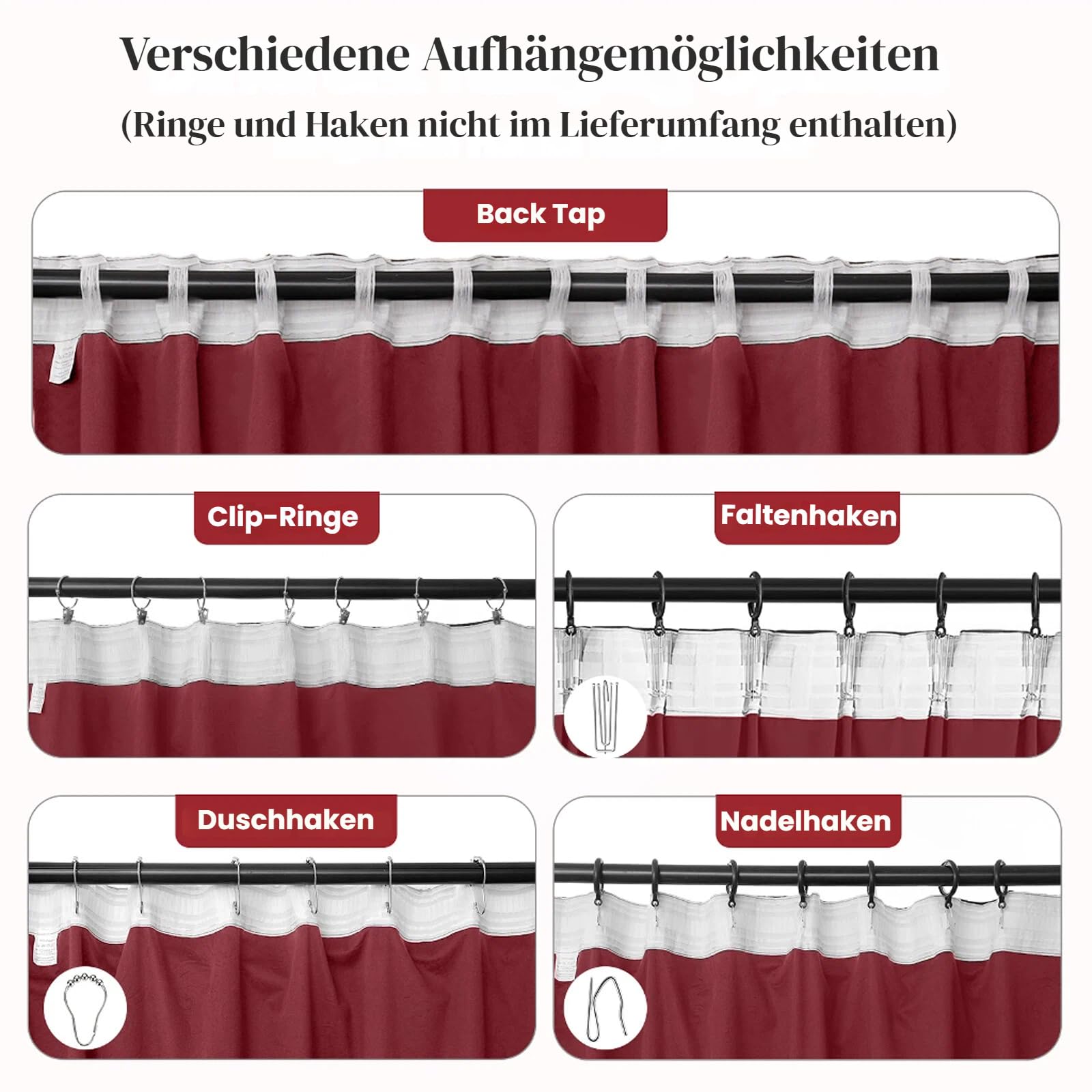 Lot de 2 rideaux en velours avec motif feuilles dorées - Beaux rideaux en velours - Opaques - Avec ruban fronceur - Pour salon, chambre à coucher - H 274 x l 132 cm - Rouge Noël