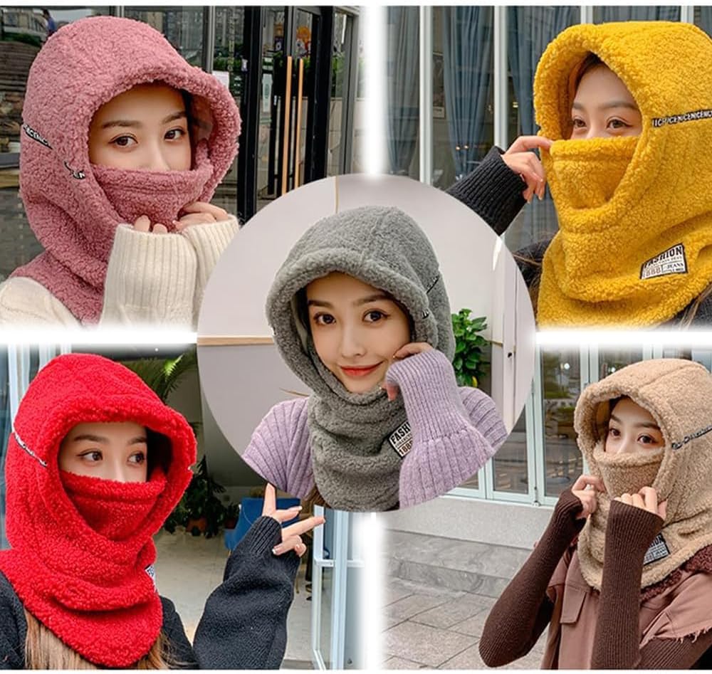Sherpa Hood,Sherpa Hood Ski Mask,Balaclava Wind-Resistant Winter Face Mask Over Helmet,High Polar Velvet Ski Mask