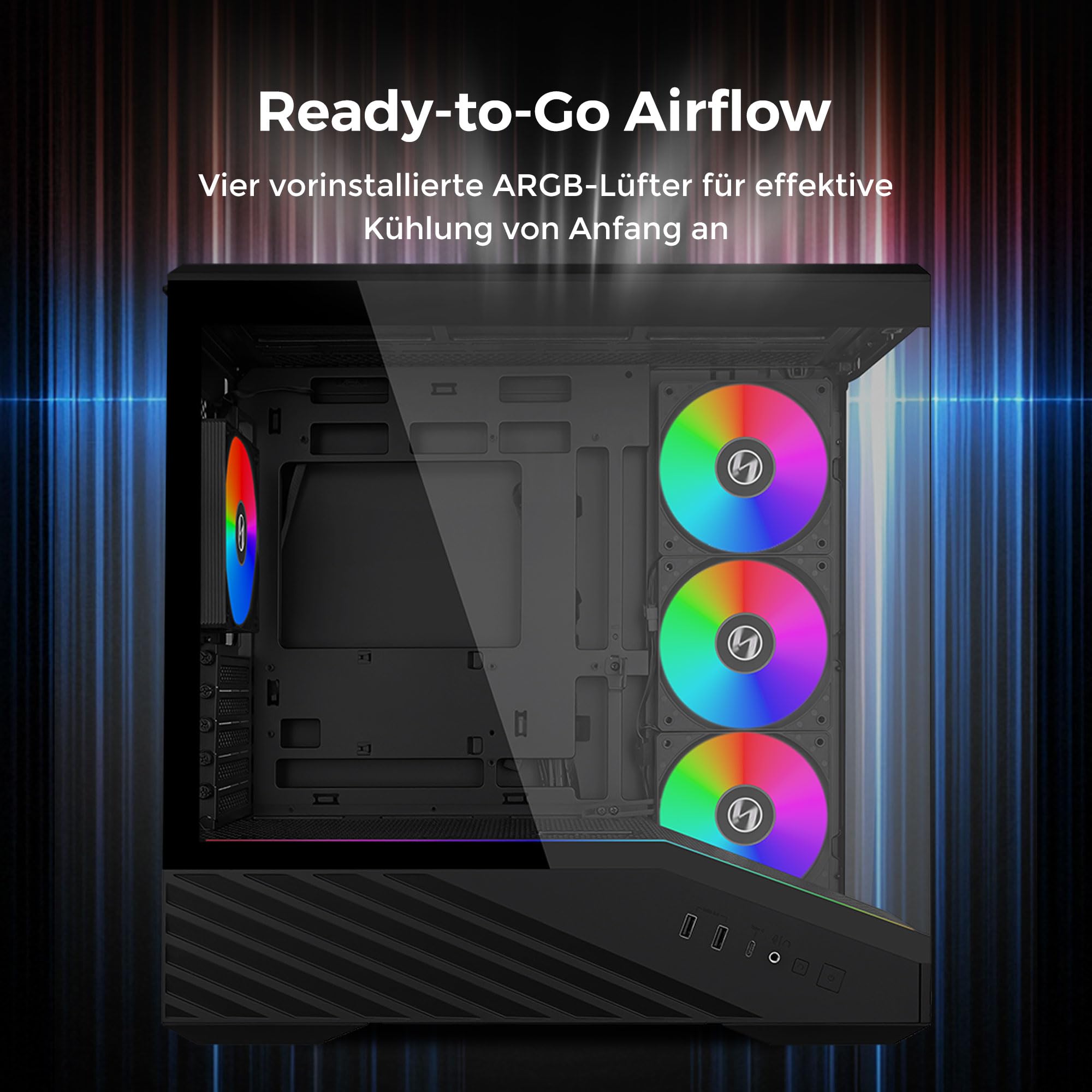 LIANLI Vector V100R Mini Tower PC Case, senza colonna, connessione posteriore m-ATX/m-ATX/Mini ITX, dotata di 4 ventole standard ARGB, V100RMIX, autorizzata giapponese