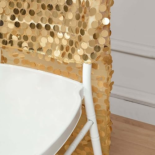 Miniatura 2 de Efavormart - Funda para silla Chiavari con lentejuelas, color dorado