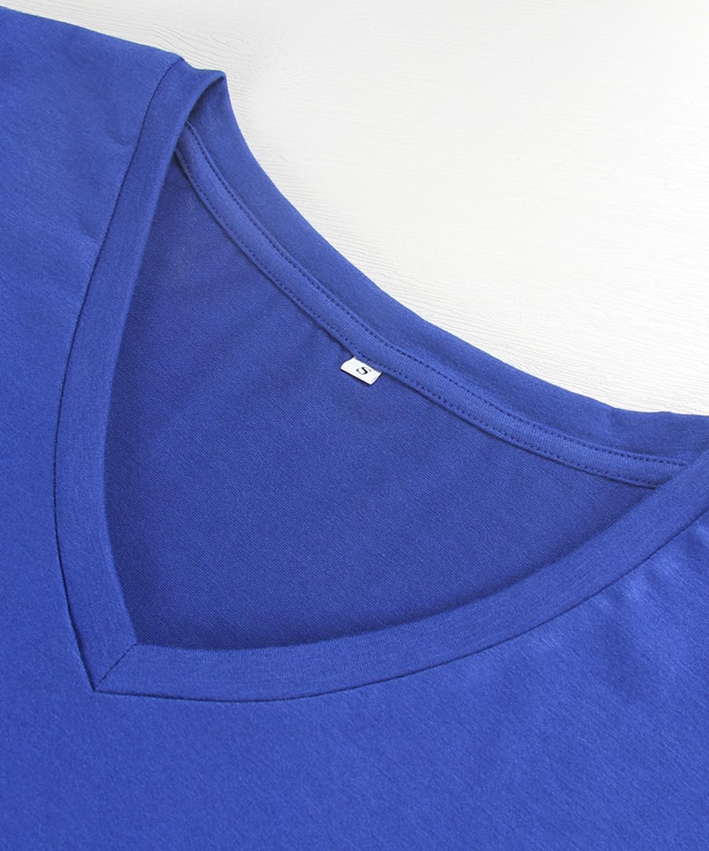 Smile Fish Women Short Cap Sleeve V Neck T-Shirts Casual Loose Fit Tops Summer Top Tees - Image 4