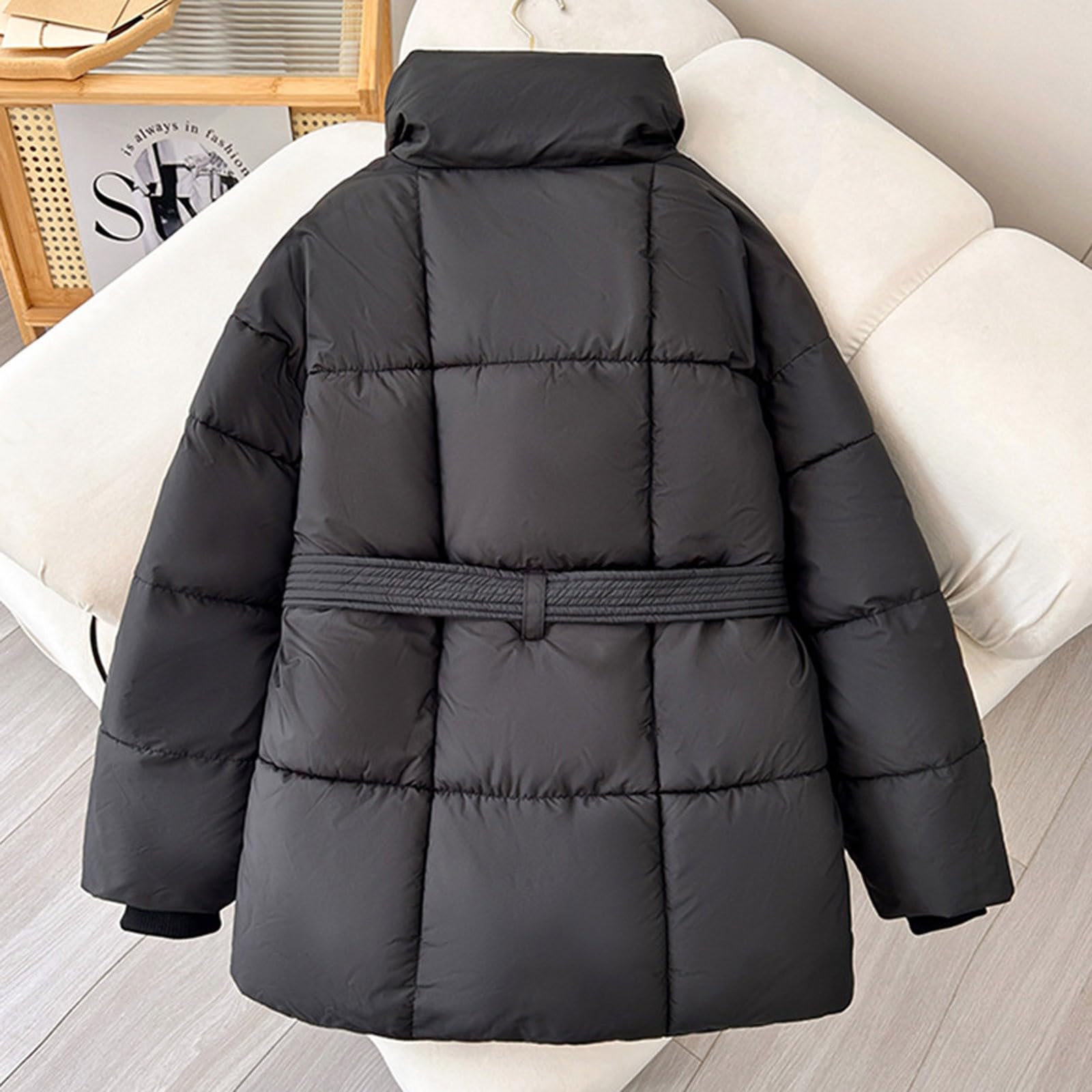 Chaqueta Mujer Abrigo Entretiempo Invierno Cazadora Plumiferos，Chaqueta de invierno para mujer moderna 2026 abrigo acolchado holgado con cremallera cordón ajustable mangas largas y múltiples bolsillo