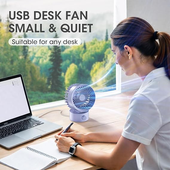 Usbデスクファン 小型 静音 無段階スピードミニファン ホームオフィス 寮のデスクトップ用 ポータブル 旅行 パーソナルクーリング プラグイン Usb給電 パープル