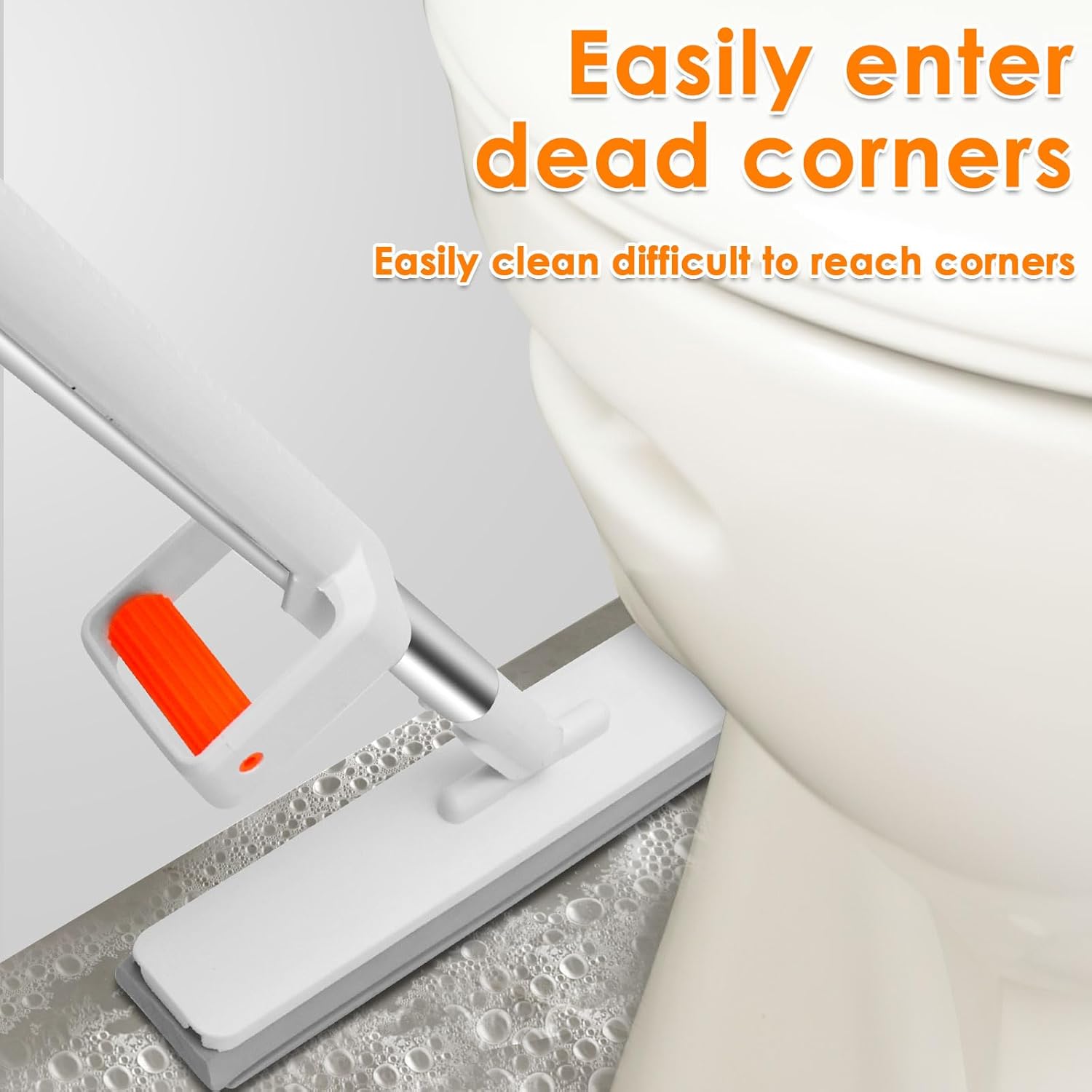 PVA Sponge Mop, Self Squeeze Sponge Mop with 2 Sponge Heads, Wet and Dry Use, Floor Mops for Kitchen Bathroom Tile Hardwood Laminate Marble Cleaning, for Easy Home Commercial Use