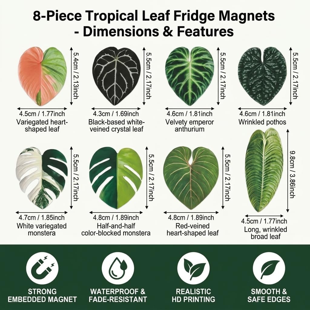 8PCS Plant Strong Fridge Magnets, Cute Decorative Refrigerator Magnets image 2