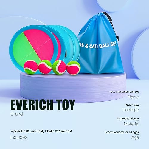 Miniatura 2 de EVERICH - Juego de pelota de lanzamiento y captura mejorado, juegos para interiores y exteriores para niños de 3 a 12 años, juguete de agua para