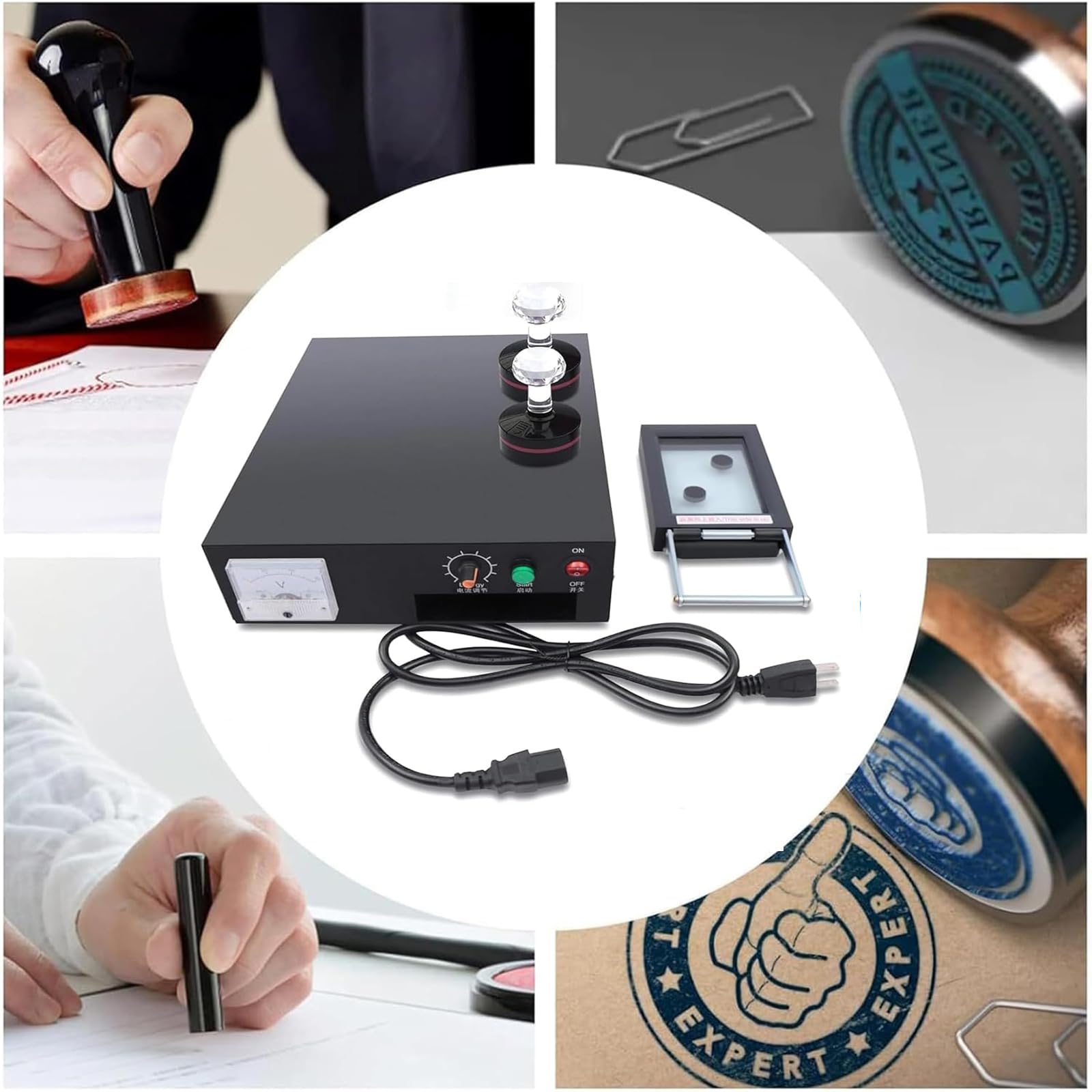 Flash Stamp Seal Maker, Macchina per La Fabbricazione di Timbri Flash Digitali Fotosensibili, con 10 Ingranaggi di Regolazione Dell'energia, Efficiente Dissipazione del Calore