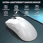 Attack Shark R1 Wireless Gaming Mouse,Tri-Mode Connection (2.4G/Wired/BT5.2),55g Lightweight Design,18K DPI Optical Sensor,HUYU 20 Million Key Life,Ergonomic Design,for PC/Laptop/Win/Mac(White)
