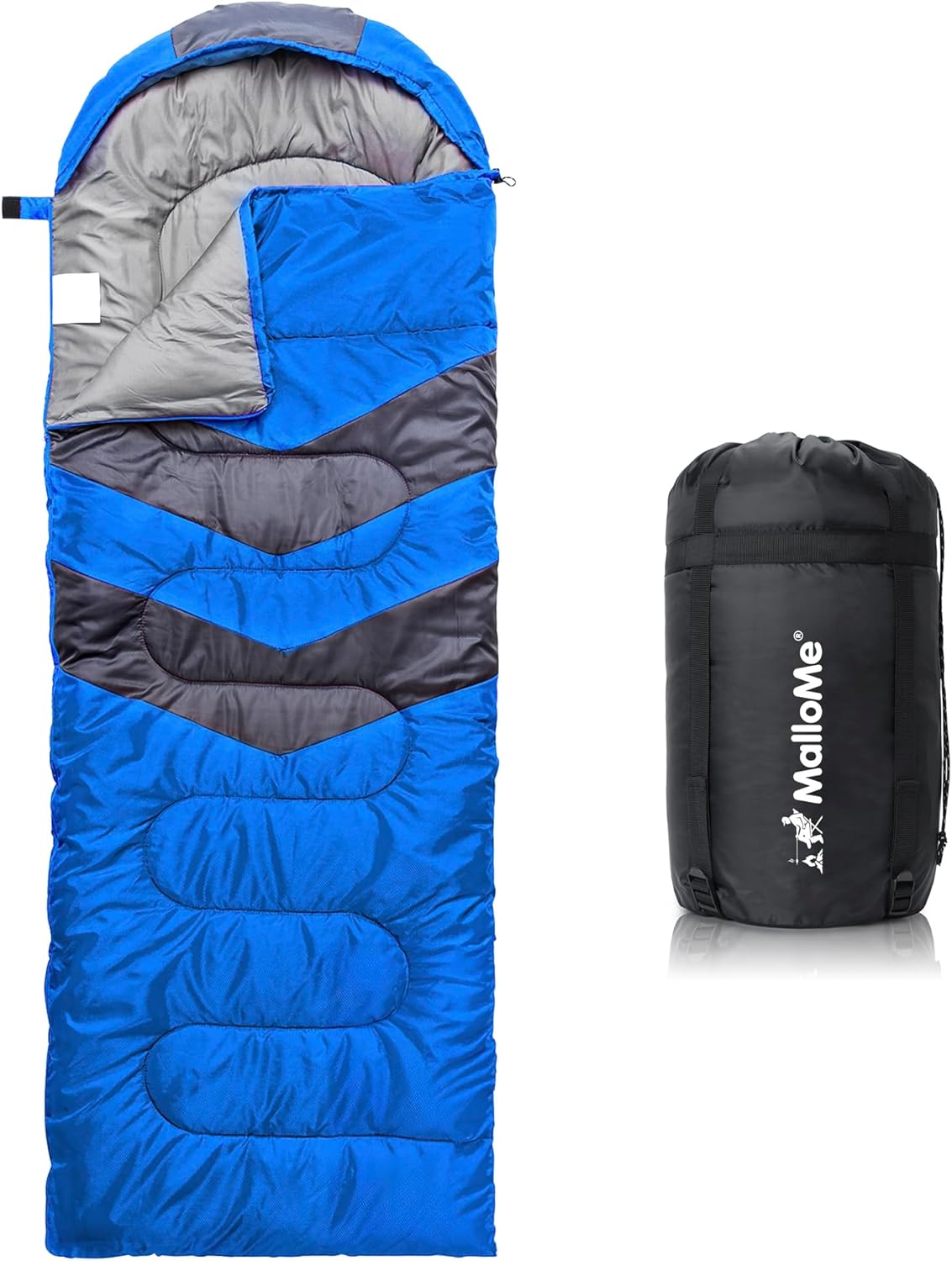 MalloMe Sleeping Bags for Adults Cold Weather & Warm - Backpacking Camping Sleeping Bag for Kids 10-12, Girls, Boys - Lightweight Compact Camping Essentials Gear Accessories Hiking Sleep Must Haves 60-90°F Warm Weather - Blue