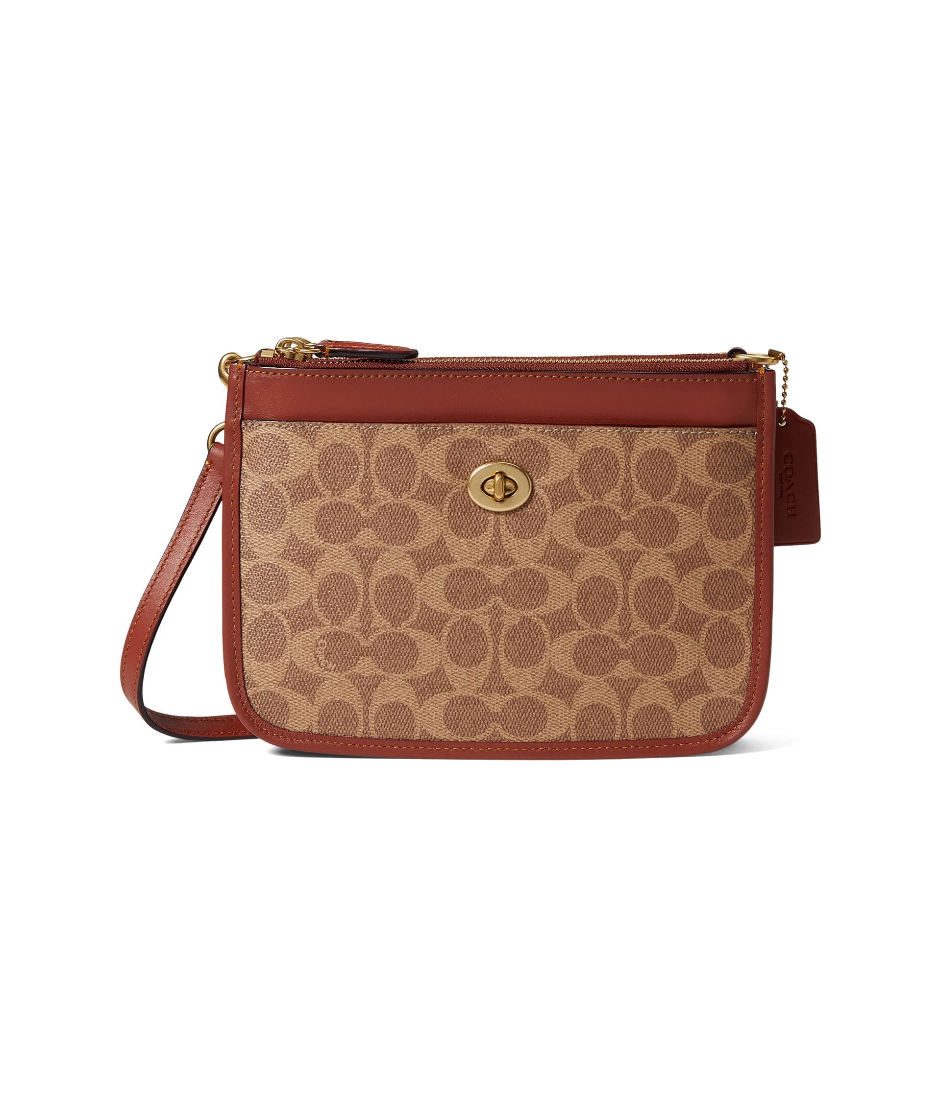 COACHCoated Canvas Signature Slim Turnlock Crossbody B4/Tan Rust One Size, B4/Tan Rust, One size