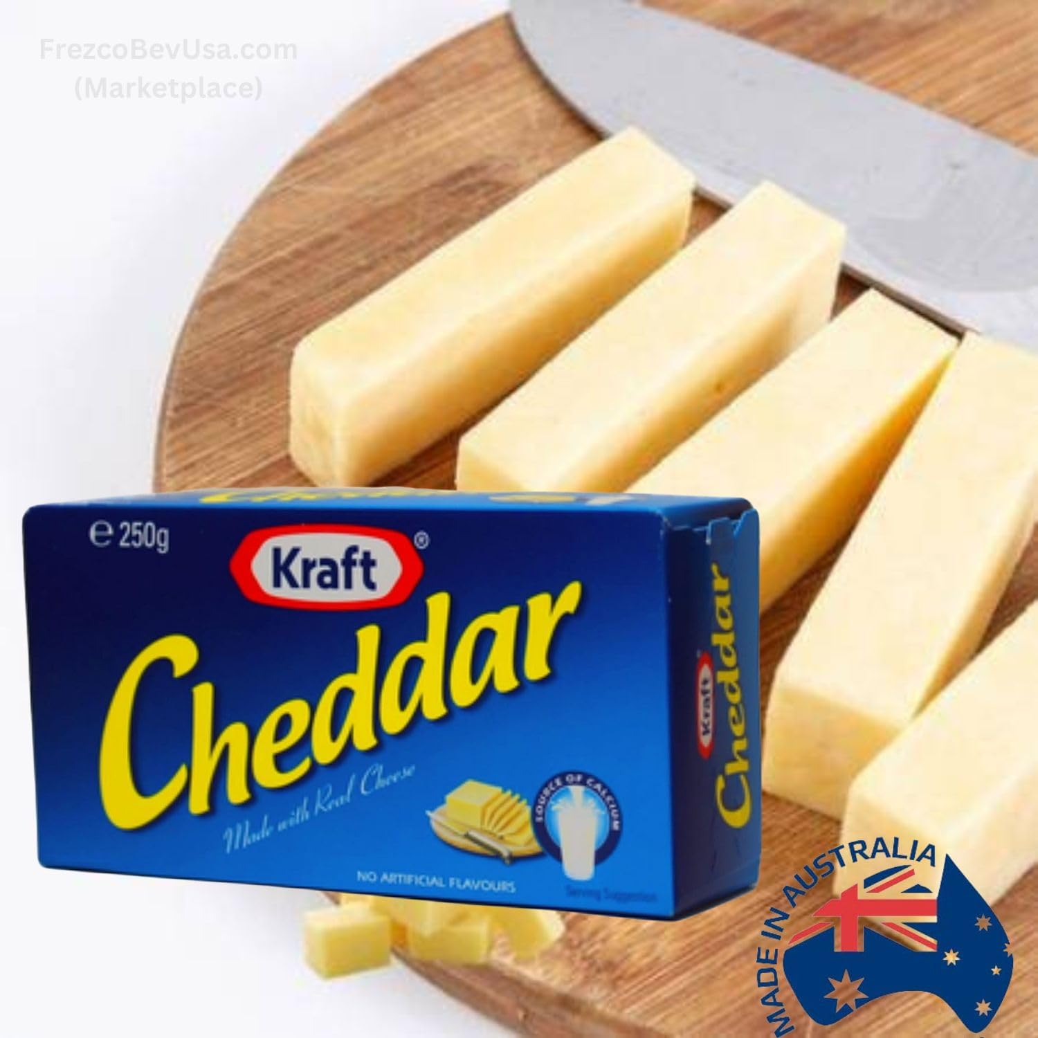 Cheddar Cheese BLOCK (Value Pack Of 4 x 250g Ea) Delicious!