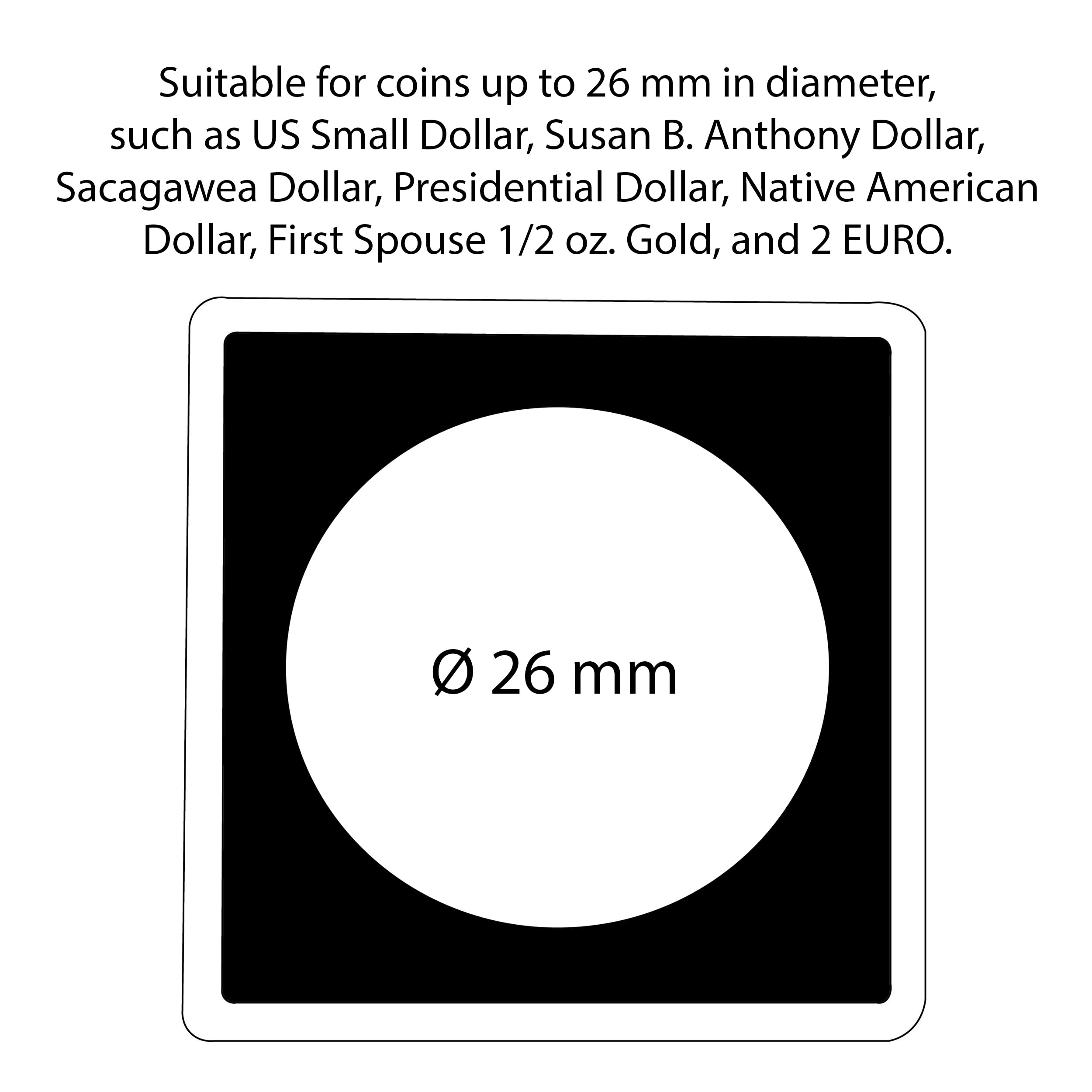Cápsulas para monedas QUADRUM Intercept, diámetro 26 mm, negra