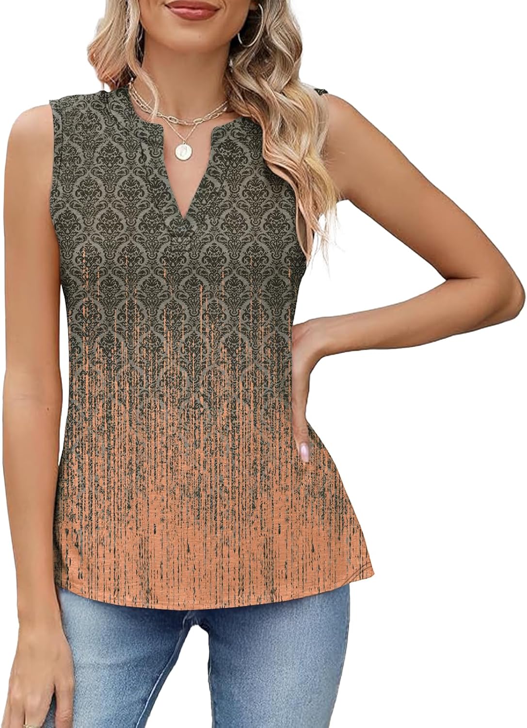 Womens Tank Tops Loose Fit V Neck Tank Tops for Women Summer Casual Sleeveless Shirts - Image 2