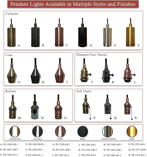 Miniatura 3 de Royal Designs, Inc. Iluminación colgante colgante, enchufe de luz colgante sin llave en forma de cilindro y toldo, cobre antiguo con cable de tela