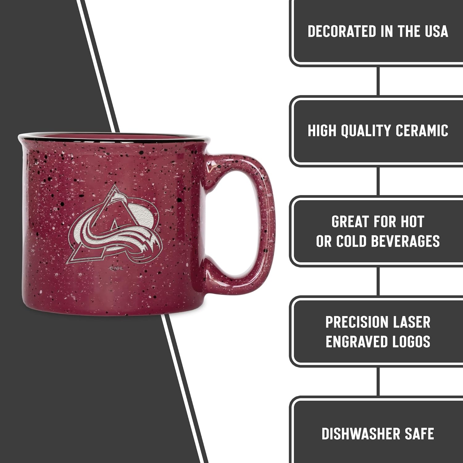 Rico Industries NHL Hockey Speckle 12oz Laser Engraved Campfire Mug - Image 7