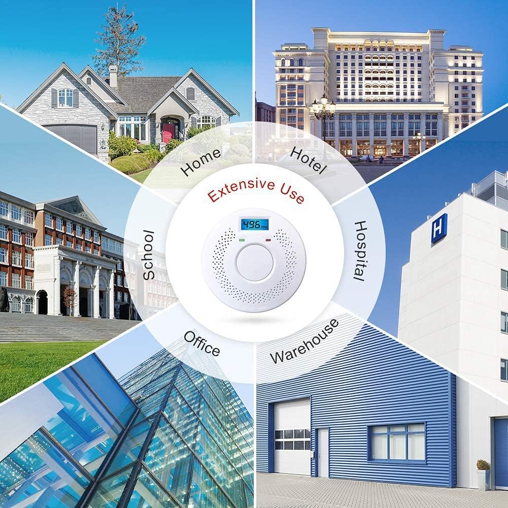 Smoke Detector and Carbon Monoxide Detector Battery Powered with Test/Reset Button 2 Pack - - 