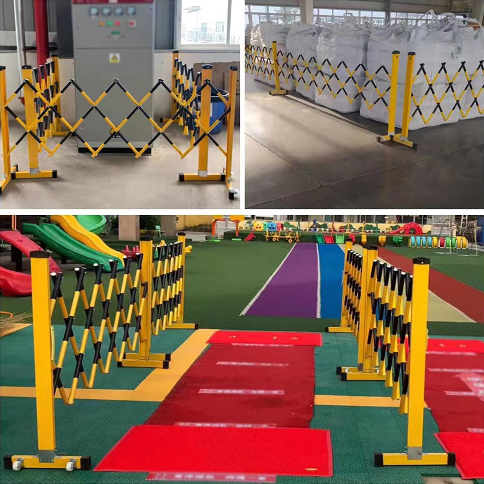 Le Bcade - Cancello pieghevole per parcheggio, 1,9 m, nero e giallo, pieghevole, per strade esterne, vialetto, cassaforte, 100 x 50 m