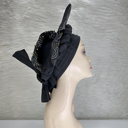 Miniatura 4 de SugeGasa Headties nigerianos de lujo ya hechos con diadema africana de gel para mujer, diadema para la cabeza o fiesta de boda (dorado)