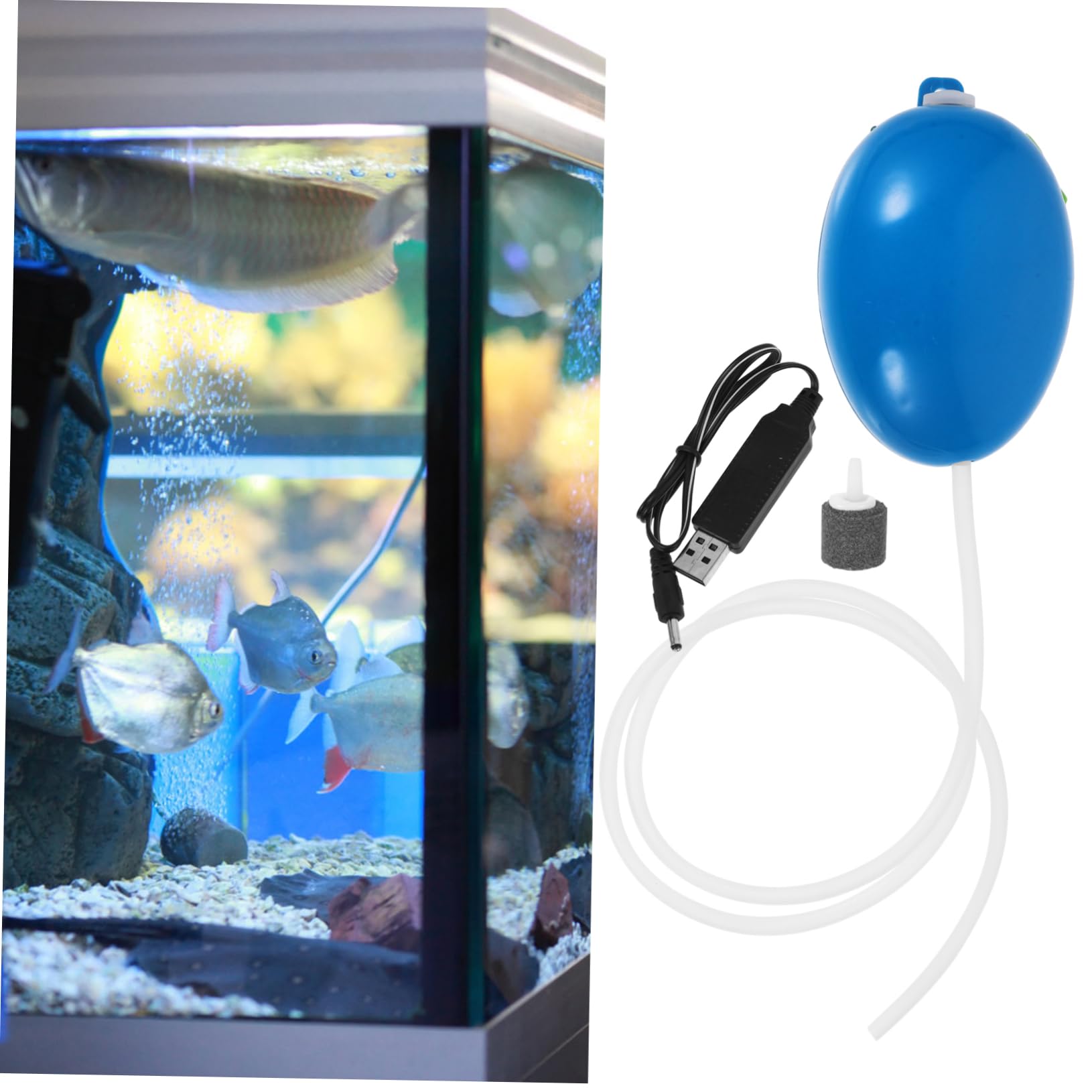 Sosoport Aquarium Sauerstoffpumpe Wiederaufladbare Fisch Luftpumpe Ballonpumpe Vakuum Autoluft Tauchwasserpumpe USB Fahrradpumpe Wasserpumpe Elektrisches Aquarium Abs Blau