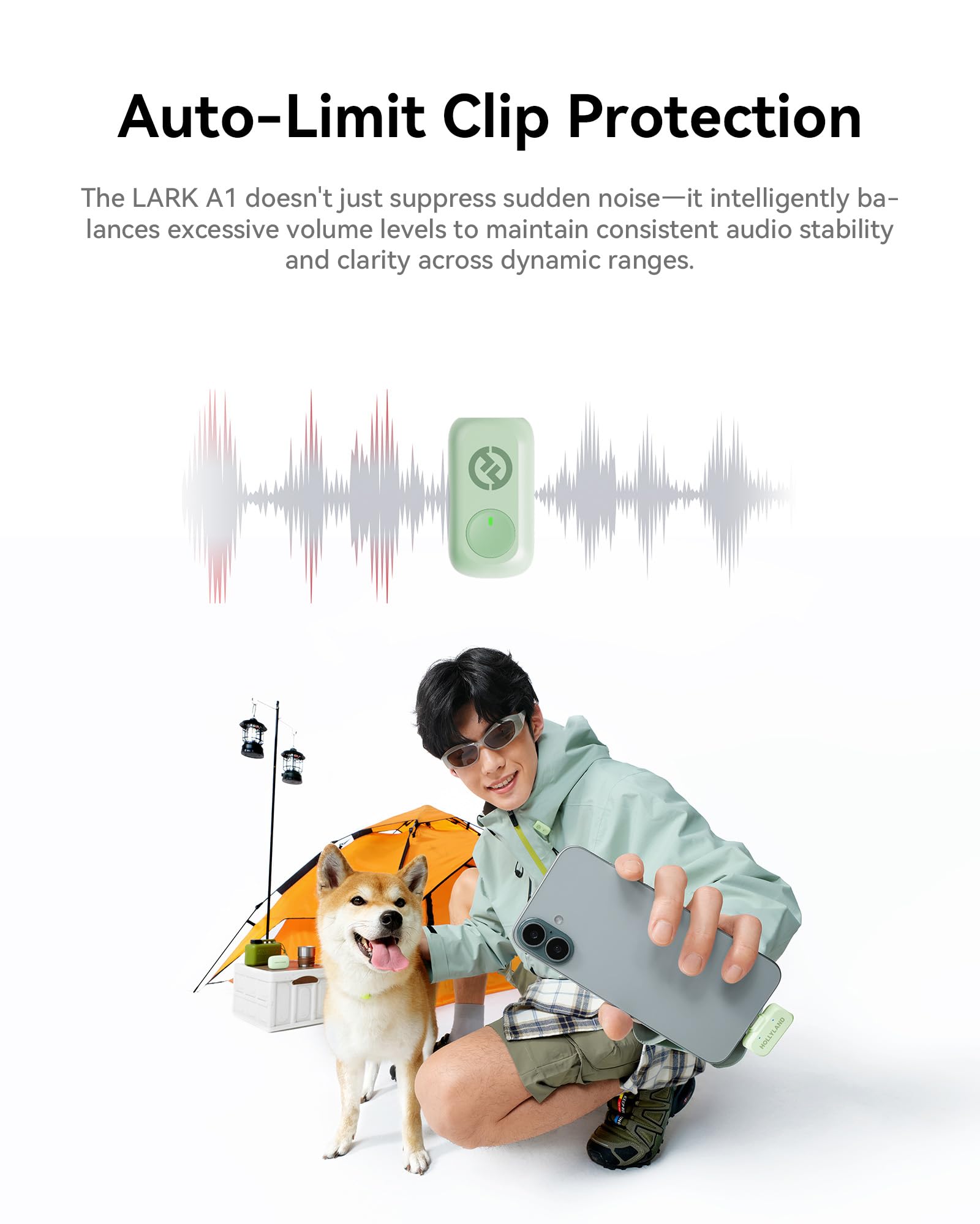 Hollyland Lark A1 Wireless Mini Microphone for iPhone & Android, 48kHz/24-bit, 3-Level Intelligent Noise Cancel, Microphone for YouTube, Podcast, Vlogging (Black, 2TX + 2RX + Charging Case): Green Combo (USB-C RX + Lightning RX + Charging Case)