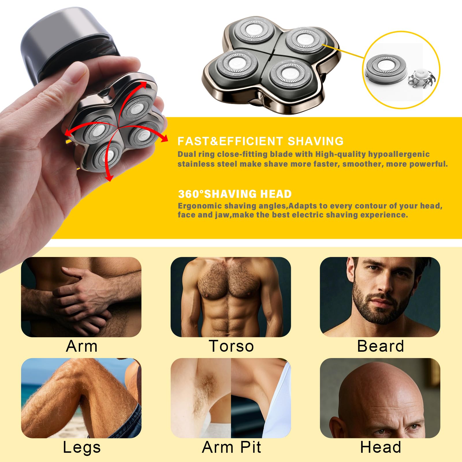 Têtes de rasoir de rechange Pro 4 pour rasoirs de tête Pitbulls Gold PRO,Silver PRO,Platinum et Butterfly Kiss (2 pièces)