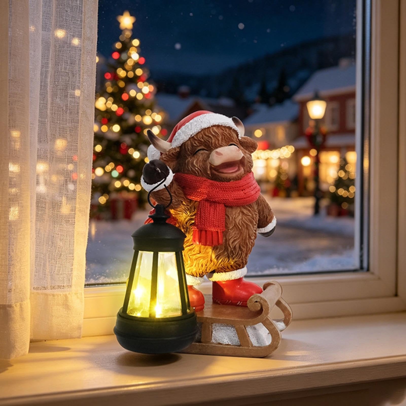 Decorazione della lanterna illuminata solare della resina di Natale della