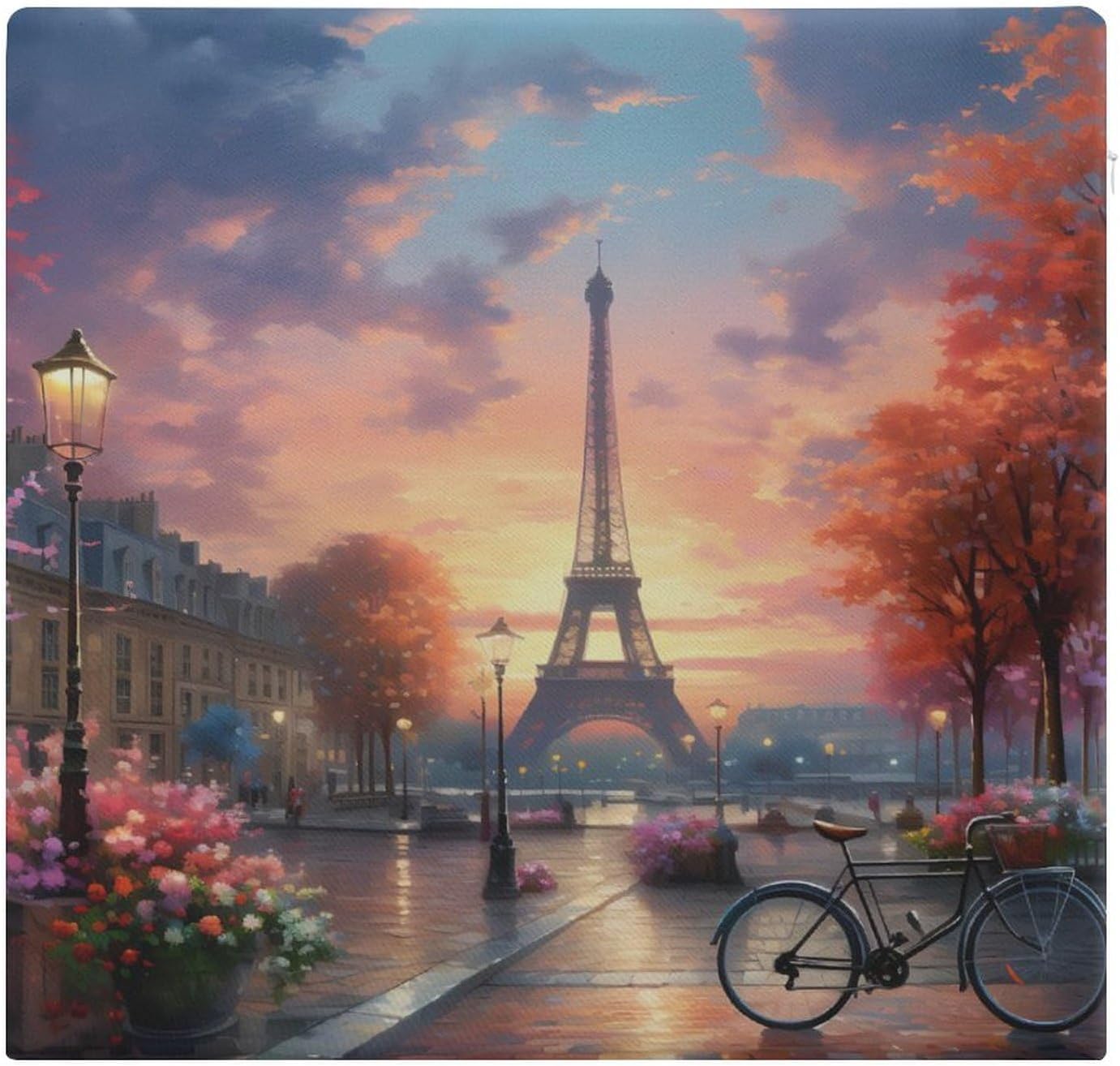 Vintage Paris Floor Pillow Meditation Yoga Cushion Square Chair Cushion Pillows Seating for Adults