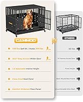 Vista 2 de Jaula resistente de 48 pulgadas para perros grandes, paneles mejorados a prueba de masticación, panel de suelo ampliado con comodidad, perrera