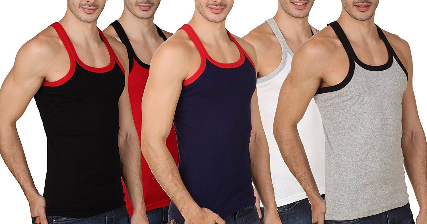 Male Cotton Hosiery Vests (Set of 5) (Size-XL) Multicolour-picture-29