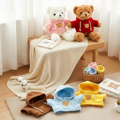 Miniatura 6 de Junkin 5 piezas de ropa para muñeco de oso, accesorios de ropa para animales de peluche de algodón, juguete de peluche suave, suéter para oso