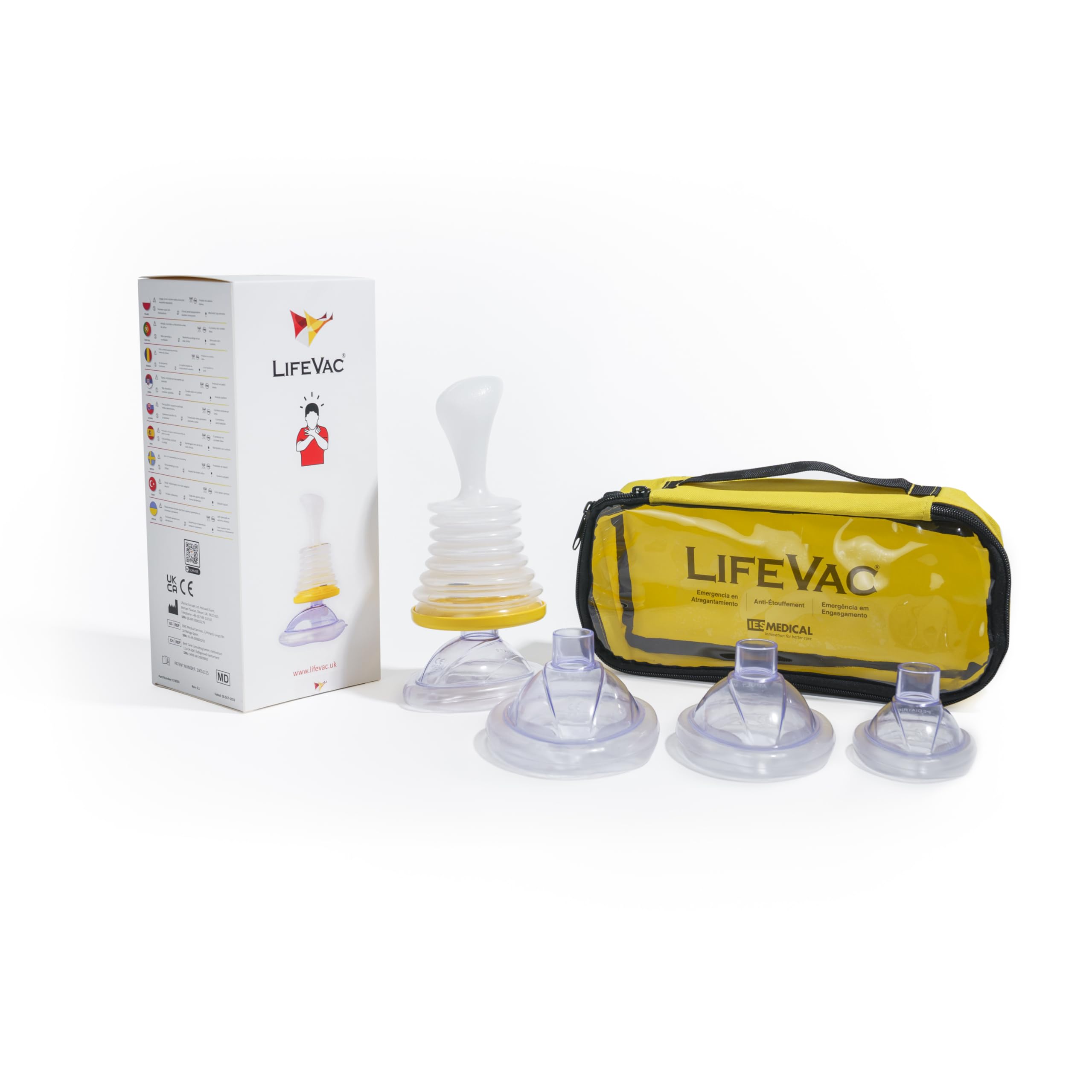 LifeVac Duo Pack 2 Kits Antiatragantamiento para Adultos y Niños con 4 Mascarillas